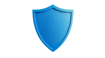 Blue textured shield on black background, defense symbol, cut out transparent png