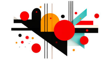 Modern Abstract Geometry Design with Circles and Shapes, cut out transparent png