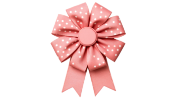 Polka dot bow with circular center in pink, cut out transparent png