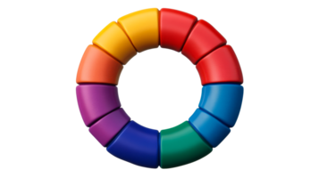 Colorful torus structure from rounded segments, cut out transparent png