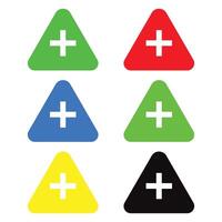 A series of colorful triangular warning signs each displaying vector