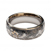 gravado Casamento anel com floral padrões, exibindo intrincado detalhes e romântico Projeto. isto elegante peça simboliza amor e compromisso, perfeito para especial ocasiões png