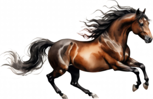majestic Chinese horse with flowing mane and tail, depicted on transparent background, exuding energy and grace. png