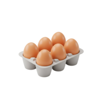 3D Egg Carton Icon - Six Brown Eggs Illustration png