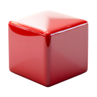Shiny Red Cube 3D Render Geometric Shape Minimalist Design png