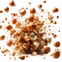 Hazelnuts exploding in mid air delicious snack food png