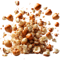 Hazelnuts exploding in midair delicious snack food png