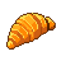 pixel art croissant with golden-brown color and detail png