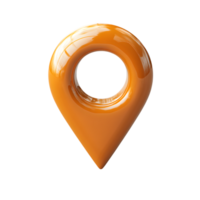 Orange glossy map pointer location symbol navigation app design, png