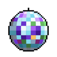 Pixel art representation of disco mirror ball on transparent background png