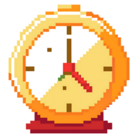 Pixel art classic clock displaying time, in simple style png