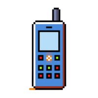 Stylish pixel art of retro mobile phone with colorful buttons and screen png