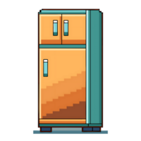 Pixel art representation of fridge freezer with simple design in cool colors png