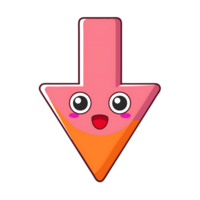 Kawaii smiling arrow character with cute design on transparent background png