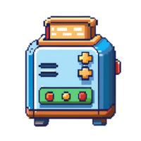 Stylish toaster in pixel art style with colorful buttons and detailed design png
