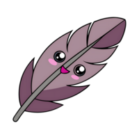 Cute kawaii feather character with smiling face and cheerful expression png