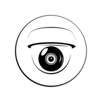 round CCTV design, line art, with transparent background png