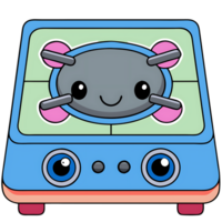 Kawaii gas ring with cheerful face design png