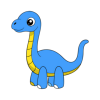 Kawaii longneck dinosaur character with playful design on a transparent background png