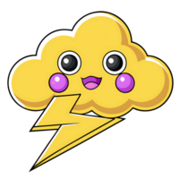 Delightful kawaii thundercloud character with playful expression png