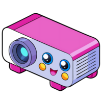 Charming kawaii projector with sparkling eyes projecting joyful colors png