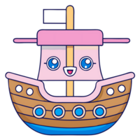 charming kawaii ship, cheerful colors and playful design spark imagination. png