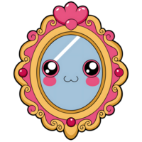 Kawaii smiling mirror character with cute expression and colorful design png