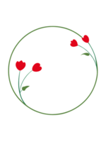 Elegant border with red flowers framing an empty space for design or text use png