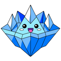 Delightful kawaii ice berg character smiling with joyful expression in bright colors png