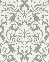 Sophisticated seamless damask pattern in gray and white with detailed floral and ornamental elements. vector