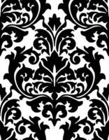 Damask seamless pattern. Elegant black and white damask pattern with ornate floral design for luxury decor or textiles. vector