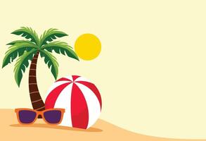 Beach vibes with shades ball and palm tree vector