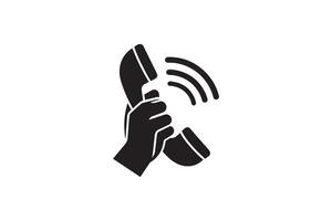 Hand holding phone icon on white background vector