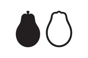 Two black and white avocado icons on a white background vector