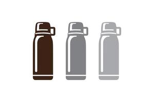 Three different colored water bottles on a white background vector