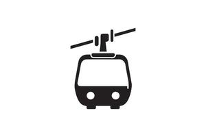A black and white image of a tram on a white background vector