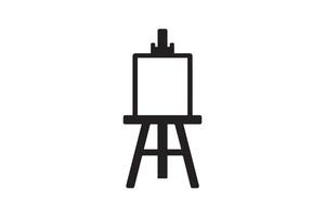 A black and white image of a easel with a canvas vector