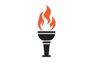 A torch with flames on it is shown vector