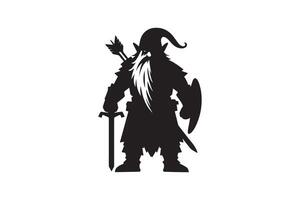 A black and white silhouette of a man with a sword vector