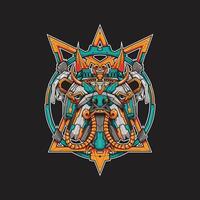 Cyborg Bulldog in Futuristic Armor with Symmetrical Layout vector