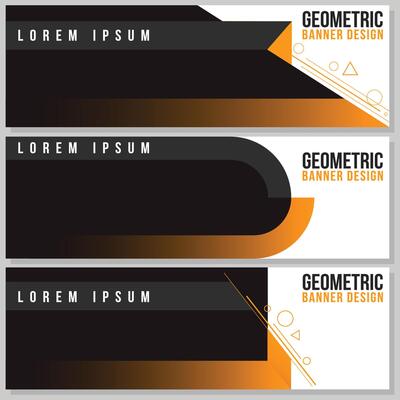 Modern Banner Layout with Bold Geometric Shapes and Arrows