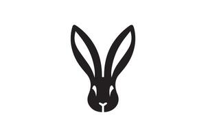 A black and white rabbit head icon on a white background vector