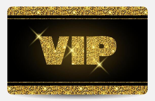 Gold VIP card with glitter effect