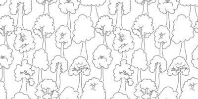 pattern with linear trees in doodle style. vector