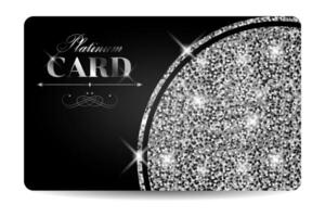 Platinum card with glitter effect and round elements vector