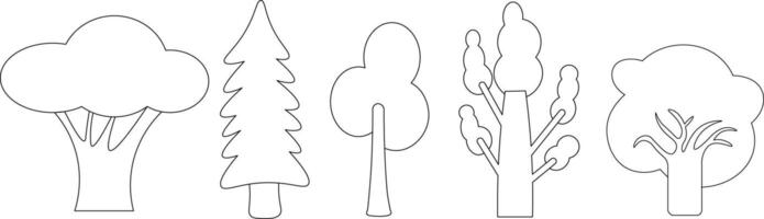 simple trees set in doodle style. vector