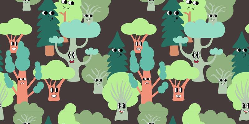 seamless pattern with dark woodland