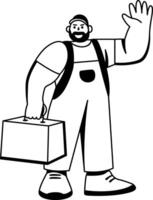 Delivery guy illustration in glyph style vector