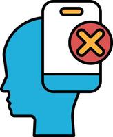 A blue head with a white phone on it with an X on it vector