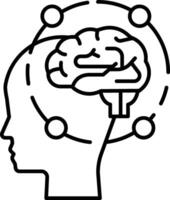 head with a brain and circles surrounding it vector